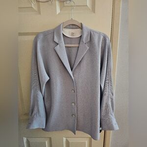 Aritzia Wilfred Flowy Button Up Shirt Blue Office Wear Size XS